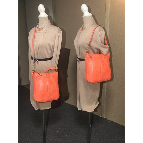 Coach Ashley Leather Hobo F20114 Coral Leather Brass Convertible Shoulder Bag - Picture 3 of 8